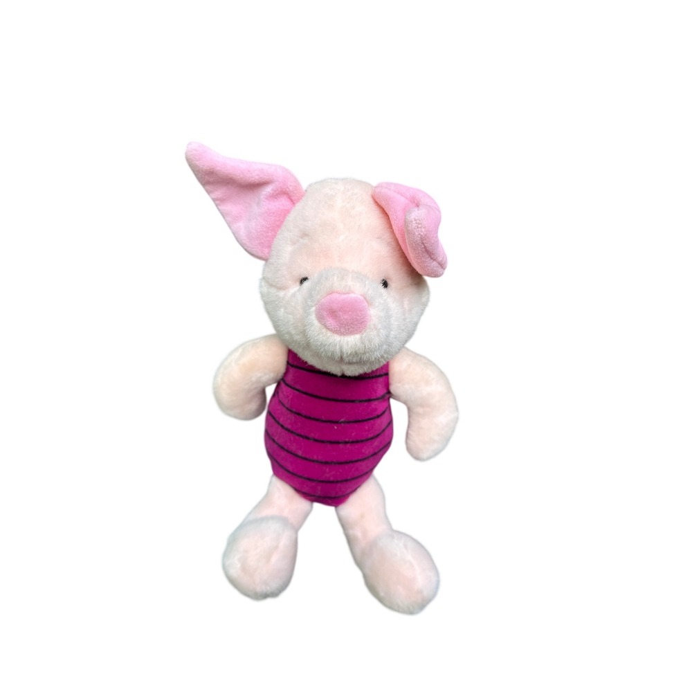 Disney Winnie the Pooh Piglet Plush Stuffed Animal Pink Striped Shirt Small